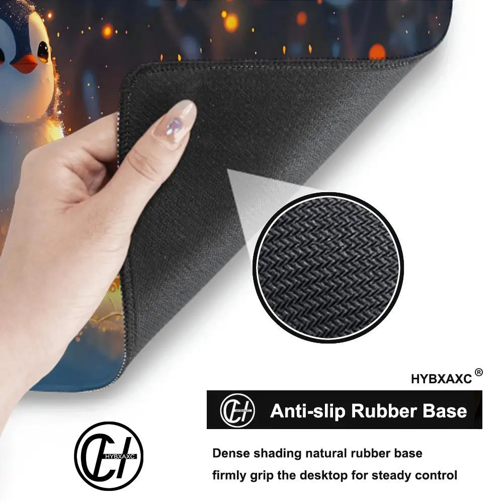 Little Kawaii Penguin Desk Mat, Magical Winter Wonderland Snow Land, Large Keyboard XL Mouse Pad, Cute Animals, Office Gift